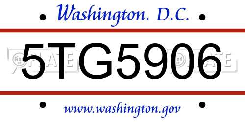 5TG5906 District Of Columbia License Plate