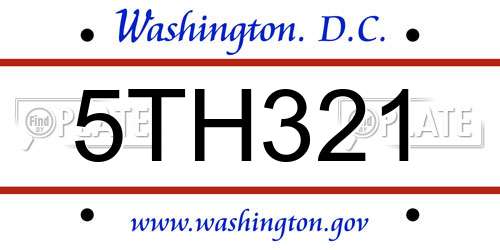 5TH321 District Of Columbia License Plate