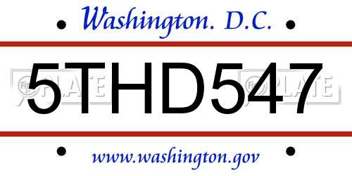 5THD547 District Of Columbia License Plate