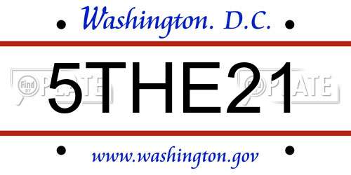 5THE21 District Of Columbia License Plate