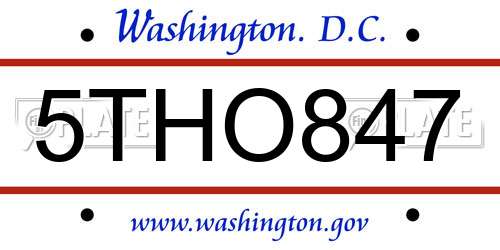 5THO847 District Of Columbia License Plate