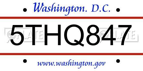 5THQ847 District Of Columbia License Plate