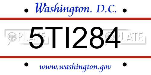5TI284 District Of Columbia License Plate