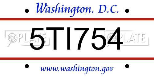 5TI754 District Of Columbia License Plate