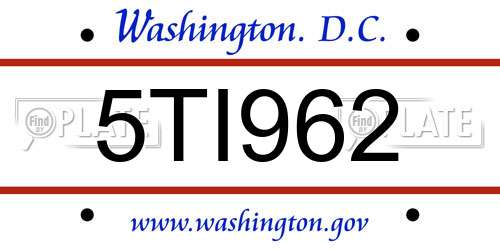 5TI962 District Of Columbia License Plate