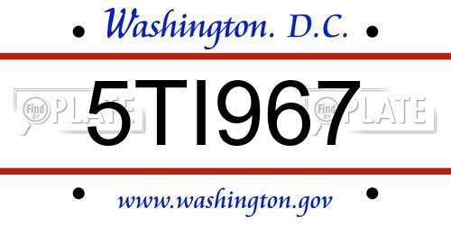 5TI967 District Of Columbia License Plate