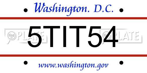 5TIT54 District Of Columbia License Plate