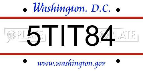 5TIT84 District Of Columbia License Plate