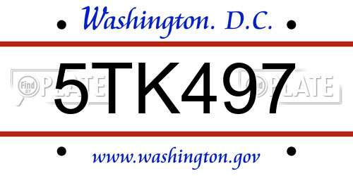5TK497 District Of Columbia License Plate