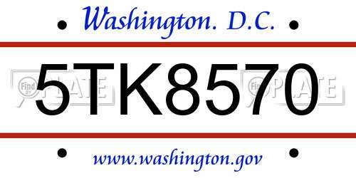 5TK8570 District Of Columbia License Plate