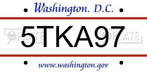 5TKA97 District Of Columbia License Plate