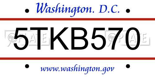 5TKB570 District Of Columbia License Plate