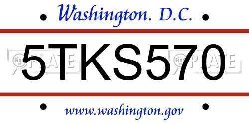 5TKS570 District Of Columbia License Plate