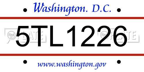 5TL1226 District Of Columbia License Plate