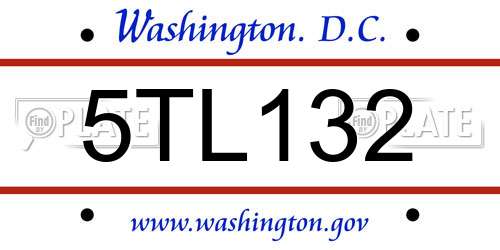 5TL132 District Of Columbia License Plate