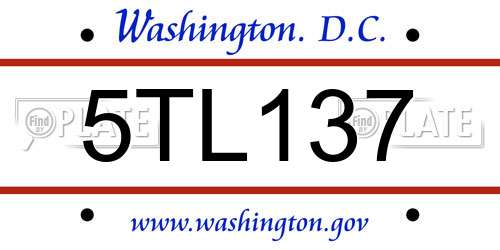 5TL137 District Of Columbia License Plate