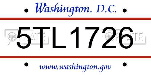 5TL1726 District Of Columbia License Plate