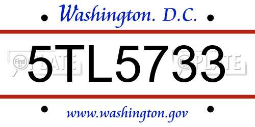 5TL5733 District Of Columbia License Plate