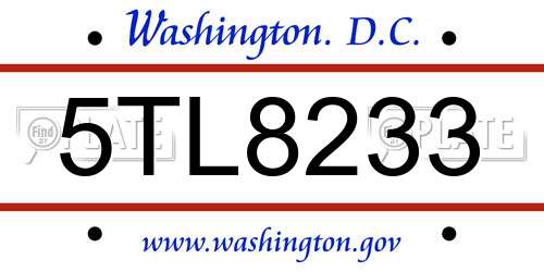 5TL8233 District Of Columbia License Plate