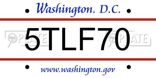 5TLF70 District Of Columbia License Plate