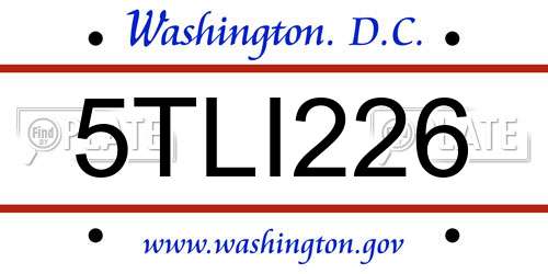 5TLI226 District Of Columbia License Plate