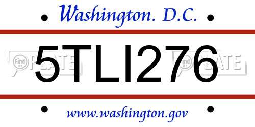 5TLI276 District Of Columbia License Plate