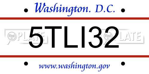5TLI32 District Of Columbia License Plate