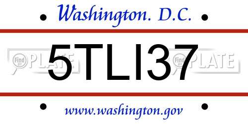 5TLI37 District Of Columbia License Plate