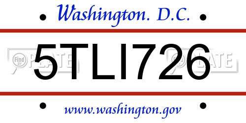 5TLI726 District Of Columbia License Plate