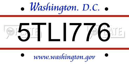 5TLI776 District Of Columbia License Plate