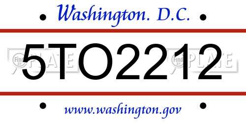 5TO2212 District Of Columbia License Plate