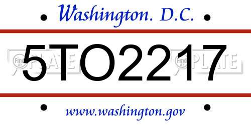 5TO2217 District Of Columbia License Plate