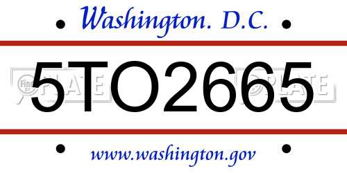 5TO2665 District Of Columbia License Plate