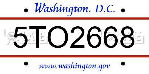 5TO2668 District Of Columbia License Plate