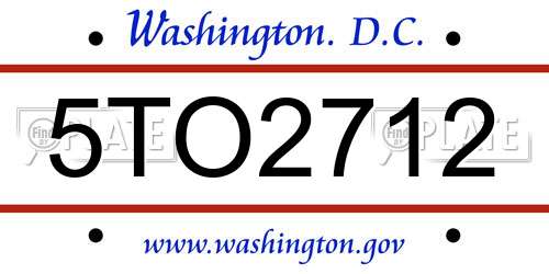 5TO2712 District Of Columbia License Plate