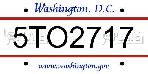 5TO2717 District Of Columbia License Plate