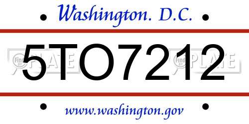 5TO7212 District Of Columbia License Plate