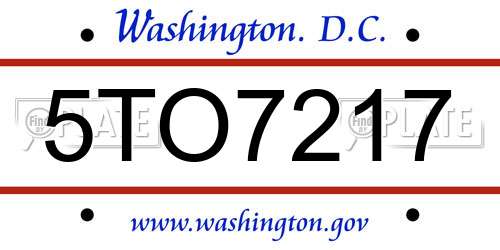 5TO7217 District Of Columbia License Plate