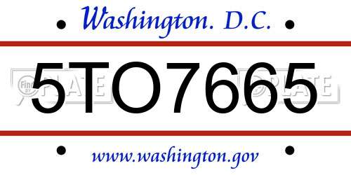5TO7665 District Of Columbia License Plate