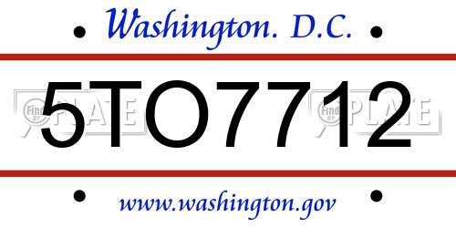 5TO7712 District Of Columbia License Plate