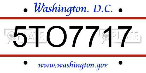 5TO7717 District Of Columbia License Plate