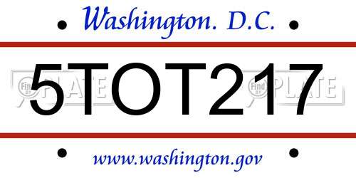 5TOT217 District Of Columbia License Plate