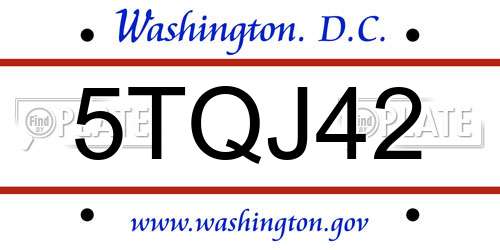 5TQJ42 District Of Columbia License Plate