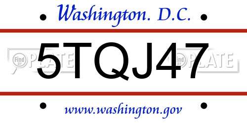 5TQJ47 District Of Columbia License Plate