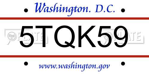5TQK59 District Of Columbia License Plate