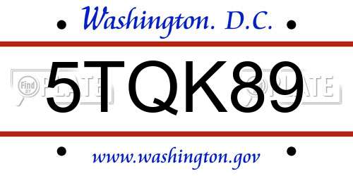 5TQK89 District Of Columbia License Plate