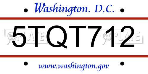 5TQT712 District Of Columbia License Plate