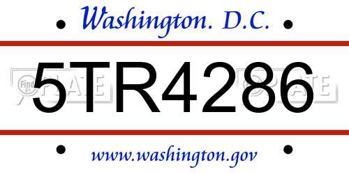 5TR4286 District Of Columbia License Plate