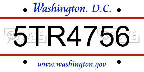5TR4756 District Of Columbia License Plate