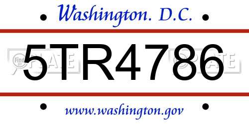 5TR4786 District Of Columbia License Plate